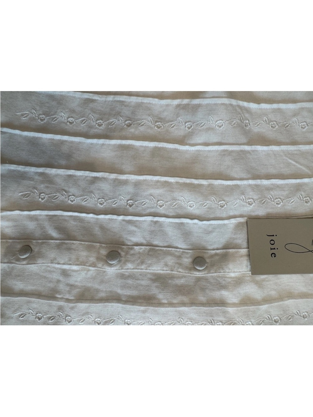 Joie Large, White Pintuck Button-Front Blouse - Picture 5 of 5